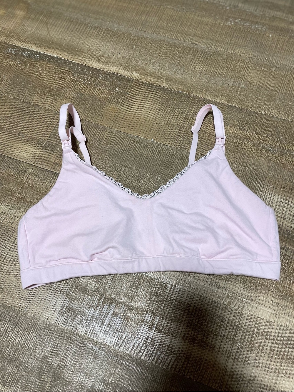 Momanda nursing Soft Lace-Trim Wireless Bralette - Light Pink